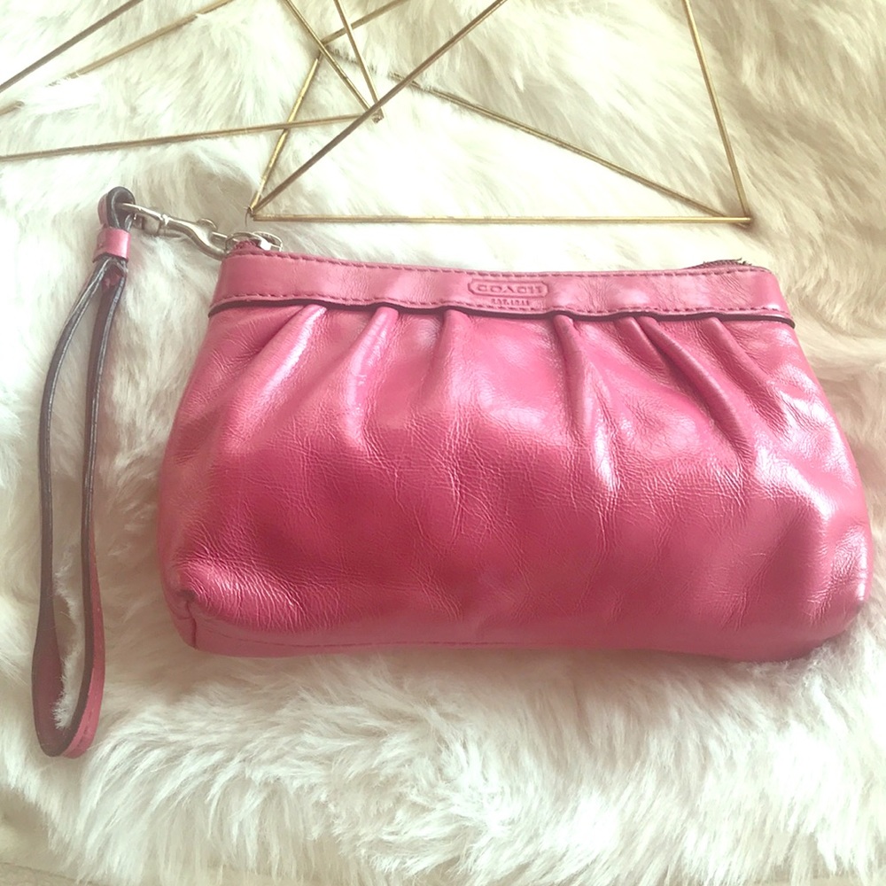 Leather Pink Coach Wristlet
